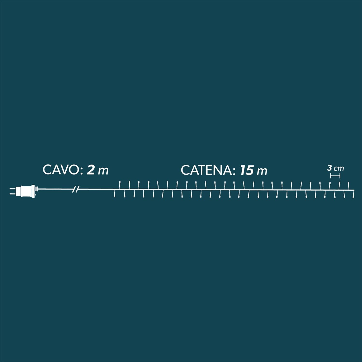 DICTROLUX - Catena Luminosa 500 Led New Multicolor - 15 metri